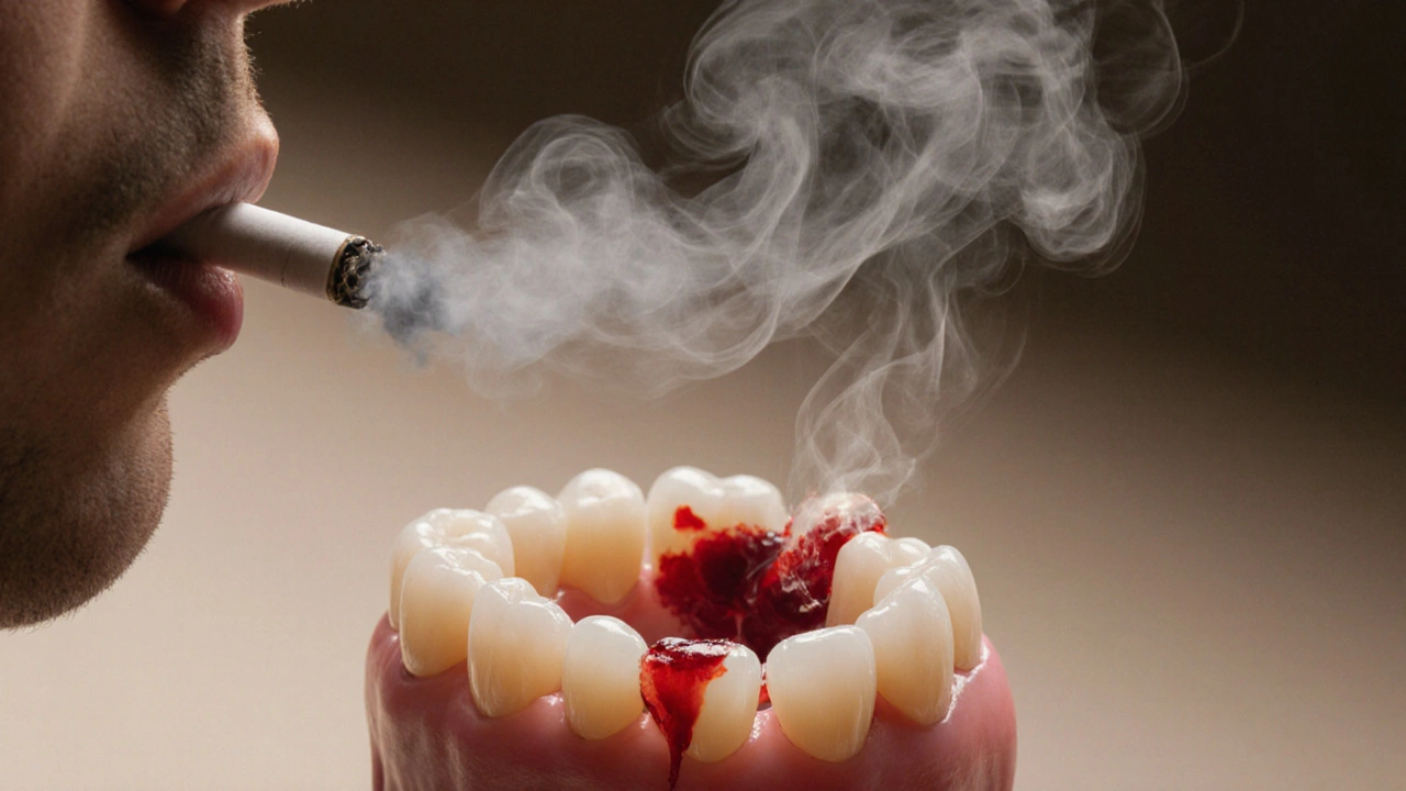 Dým z kouření ruší krevní sraženinu v jamce po extrakci.
