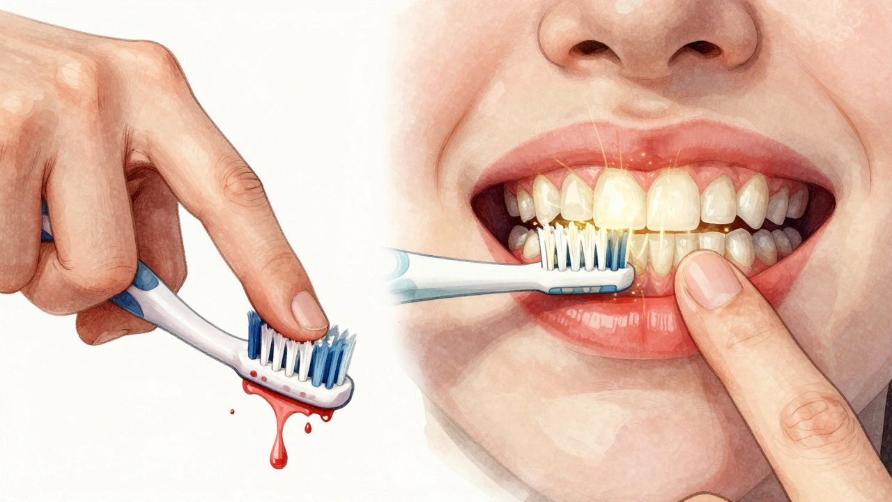 Porovnání agresivního čištění ručním kartáčkem a jemného čištění sonickým kartáčkem.