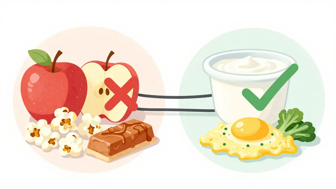 Porovnání potravin, které lze a nelze jíst s rovnátky.