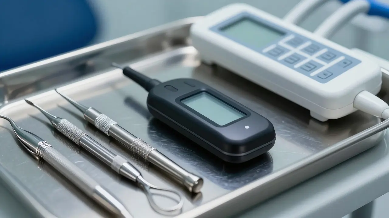 Detail lékařského vybavení a digitální rentgen.