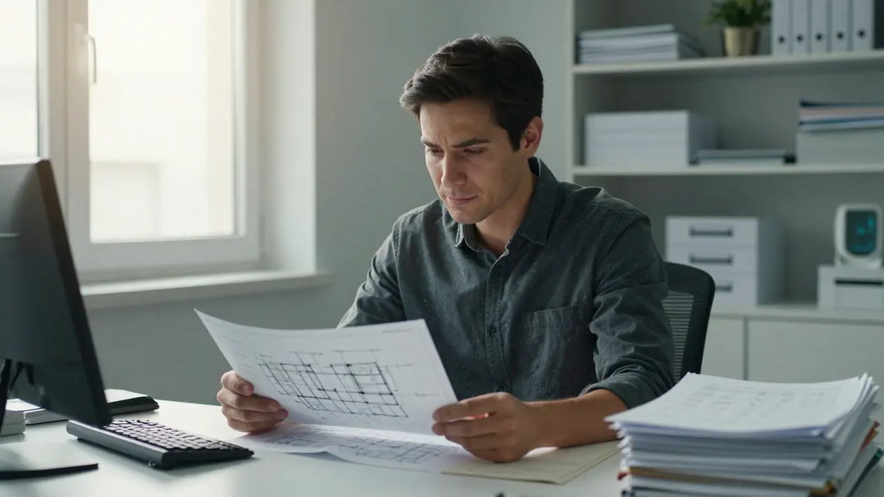 Lékař připravující dokumentaci pro nově vznikající zdravotnické zařízení.