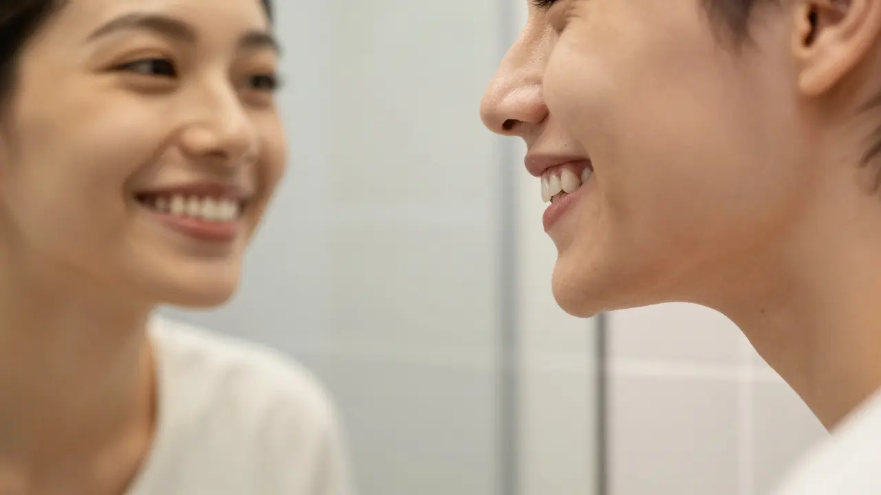 Detail přirozeného a estetického úsměvu po nasazení faset.