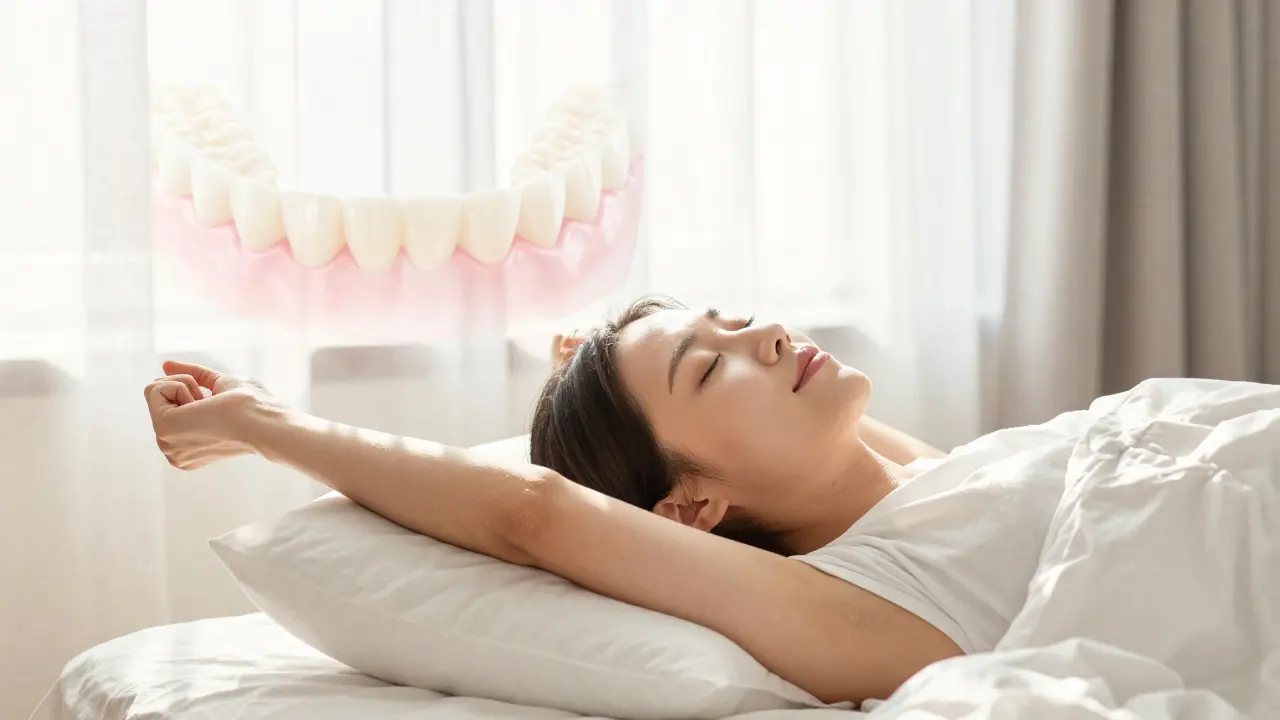 Odpočinutý člověk po hlubokém spánku v prosvětlené ložnici.