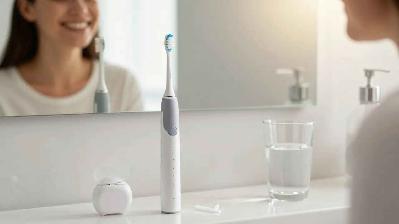 Sonický kartáček a dentální nit jako základ pro bílé zuby