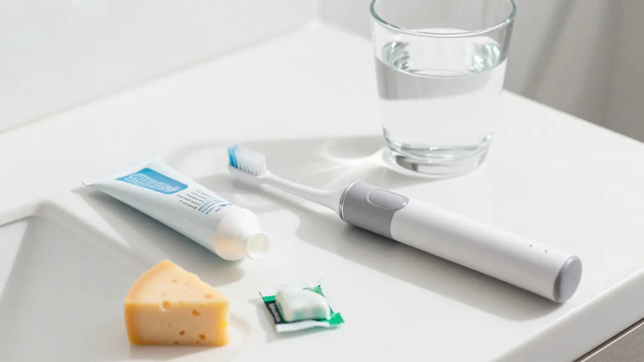 Elektrická zubní kartáčka a pastou pro prevenci kazu