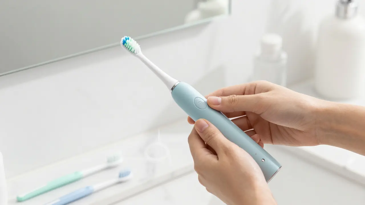 Správná technika čištění zubů elektrickým kartáčkem pod úhlem 45 stupňů