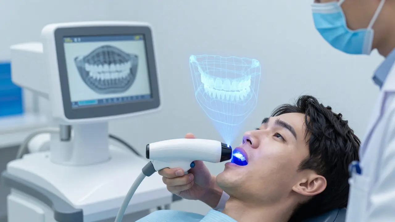 Ortodont používá 3D skener pro digitální diagnostiku zubů